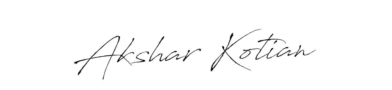 Antro_Vectra is a professional signature style that is perfect for those who want to add a touch of class to their signature. It is also a great choice for those who want to make their signature more unique. Get Akshar Kotian name to fancy signature for free. Akshar Kotian signature style 6 images and pictures png