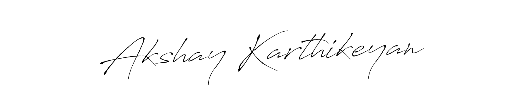 How to make Akshay Karthikeyan name signature. Use Antro_Vectra style for creating short signs online. This is the latest handwritten sign. Akshay Karthikeyan signature style 6 images and pictures png