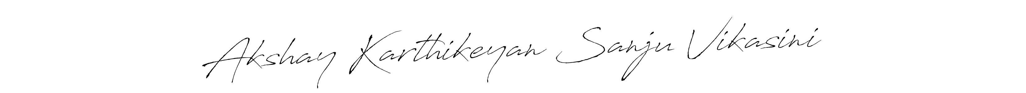 The best way (Antro_Vectra) to make a short signature is to pick only two or three words in your name. The name Akshay Karthikeyan Sanju Vikasini include a total of six letters. For converting this name. Akshay Karthikeyan Sanju Vikasini signature style 6 images and pictures png