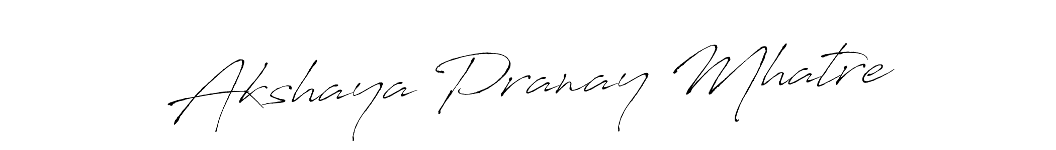 The best way (Antro_Vectra) to make a short signature is to pick only two or three words in your name. The name Akshaya Pranay Mhatre include a total of six letters. For converting this name. Akshaya Pranay Mhatre signature style 6 images and pictures png