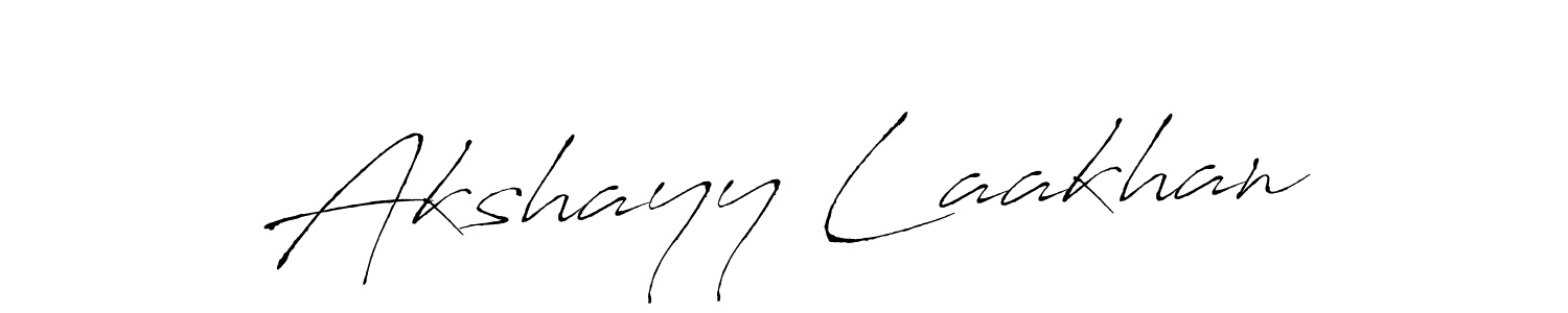 The best way (Antro_Vectra) to make a short signature is to pick only two or three words in your name. The name Akshayy Laakhan include a total of six letters. For converting this name. Akshayy Laakhan signature style 6 images and pictures png