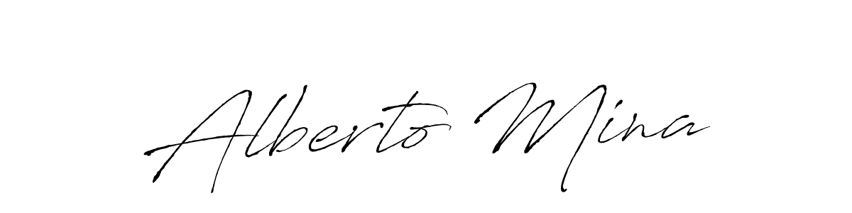 Design your own signature with our free online signature maker. With this signature software, you can create a handwritten (Antro_Vectra) signature for name Alberto Mina. Alberto Mina signature style 6 images and pictures png