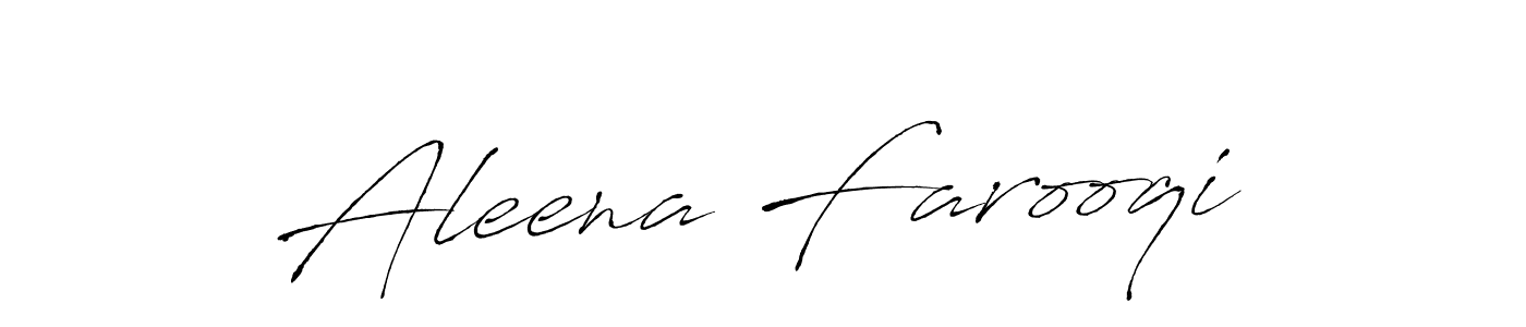 How to make Aleena Farooqi name signature. Use Antro_Vectra style for creating short signs online. This is the latest handwritten sign. Aleena Farooqi signature style 6 images and pictures png