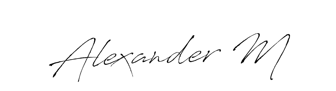 Make a beautiful signature design for name Alexander M. With this signature (Antro_Vectra) style, you can create a handwritten signature for free. Alexander M signature style 6 images and pictures png