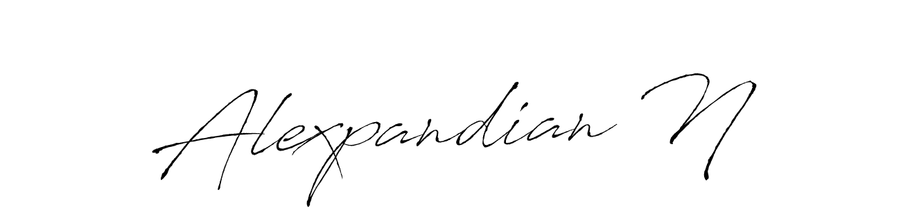 The best way (Antro_Vectra) to make a short signature is to pick only two or three words in your name. The name Alexpandian N include a total of six letters. For converting this name. Alexpandian N signature style 6 images and pictures png