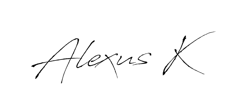 It looks lik you need a new signature style for name Alexus K. Design unique handwritten (Antro_Vectra) signature with our free signature maker in just a few clicks. Alexus K signature style 6 images and pictures png