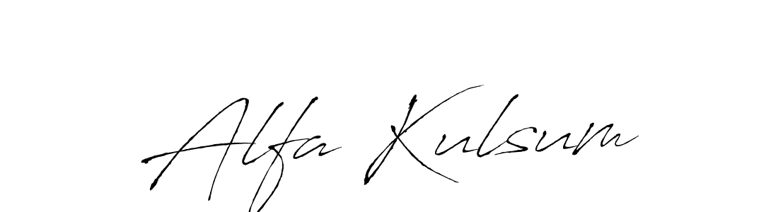 The best way (Antro_Vectra) to make a short signature is to pick only two or three words in your name. The name Alfa Kulsum include a total of six letters. For converting this name. Alfa Kulsum signature style 6 images and pictures png