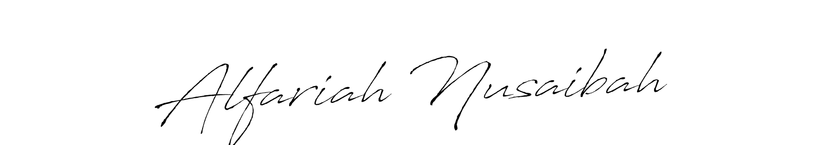 Antro_Vectra is a professional signature style that is perfect for those who want to add a touch of class to their signature. It is also a great choice for those who want to make their signature more unique. Get Alfariah Nusaibah name to fancy signature for free. Alfariah Nusaibah signature style 6 images and pictures png