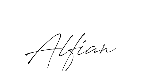 Make a beautiful signature design for name Alfian. With this signature (Antro_Vectra) style, you can create a handwritten signature for free. Alfian signature style 6 images and pictures png