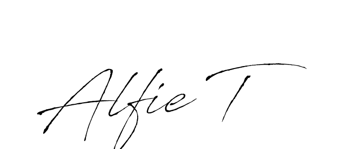 How to make Alfie T name signature. Use Antro_Vectra style for creating short signs online. This is the latest handwritten sign. Alfie T signature style 6 images and pictures png