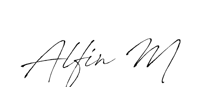 The best way (Antro_Vectra) to make a short signature is to pick only two or three words in your name. The name Alfin M include a total of six letters. For converting this name. Alfin M signature style 6 images and pictures png