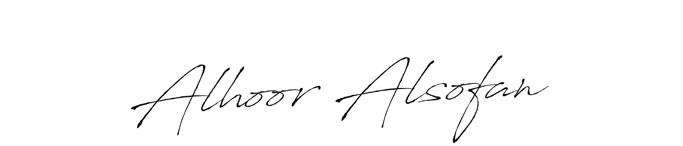 Create a beautiful signature design for name Alhoor Alsofan. With this signature (Antro_Vectra) fonts, you can make a handwritten signature for free. Alhoor Alsofan signature style 6 images and pictures png
