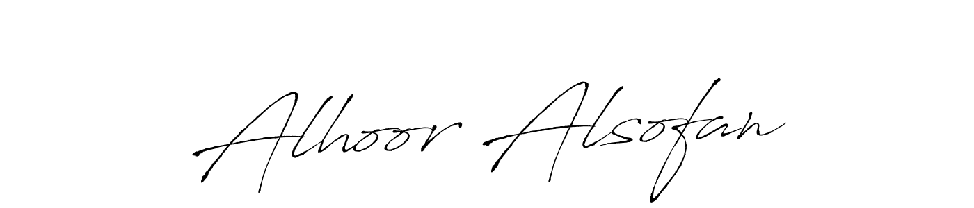 Create a beautiful signature design for name Alhoor Alsofan. With this signature (Antro_Vectra) fonts, you can make a handwritten signature for free. Alhoor Alsofan signature style 6 images and pictures png