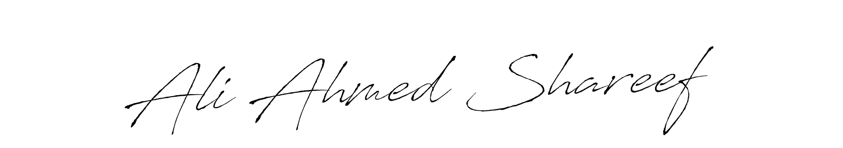 How to make Ali Ahmed Shareef name signature. Use Antro_Vectra style for creating short signs online. This is the latest handwritten sign. Ali Ahmed Shareef signature style 6 images and pictures png