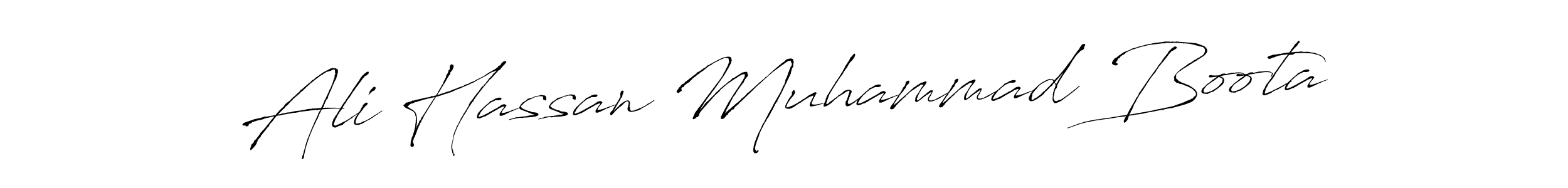 Make a beautiful signature design for name Ali Hassan Muhammad Boota. With this signature (Antro_Vectra) style, you can create a handwritten signature for free. Ali Hassan Muhammad Boota signature style 6 images and pictures png