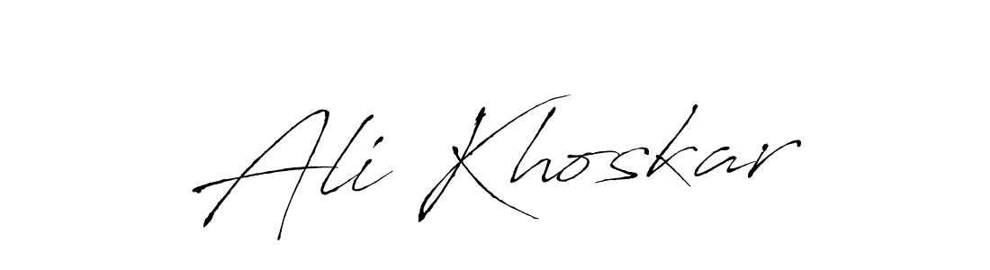 Also we have Ali Khoskar name is the best signature style. Create professional handwritten signature collection using Antro_Vectra autograph style. Ali Khoskar signature style 6 images and pictures png