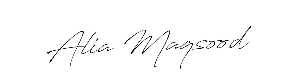 Make a beautiful signature design for name Alia Maqsood. With this signature (Antro_Vectra) style, you can create a handwritten signature for free. Alia Maqsood signature style 6 images and pictures png
