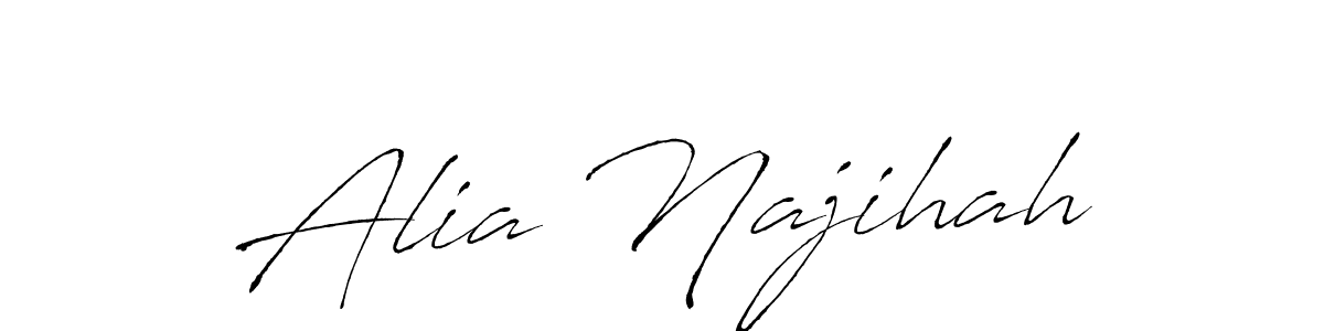 Create a beautiful signature design for name Alia Najihah. With this signature (Antro_Vectra) fonts, you can make a handwritten signature for free. Alia Najihah signature style 6 images and pictures png