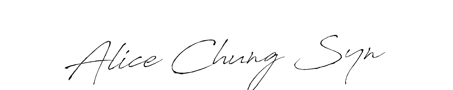 Also You can easily find your signature by using the search form. We will create Alice Chung Syn name handwritten signature images for you free of cost using Antro_Vectra sign style. Alice Chung Syn signature style 6 images and pictures png