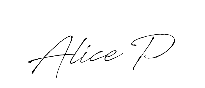 Similarly Antro_Vectra is the best handwritten signature design. Signature creator online .You can use it as an online autograph creator for name Alice P. Alice P signature style 6 images and pictures png