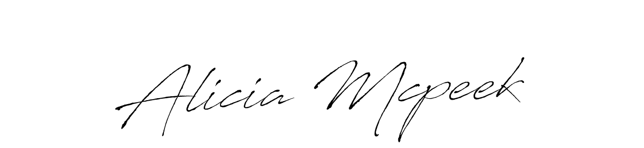 How to make Alicia Mcpeek name signature. Use Antro_Vectra style for creating short signs online. This is the latest handwritten sign. Alicia Mcpeek signature style 6 images and pictures png