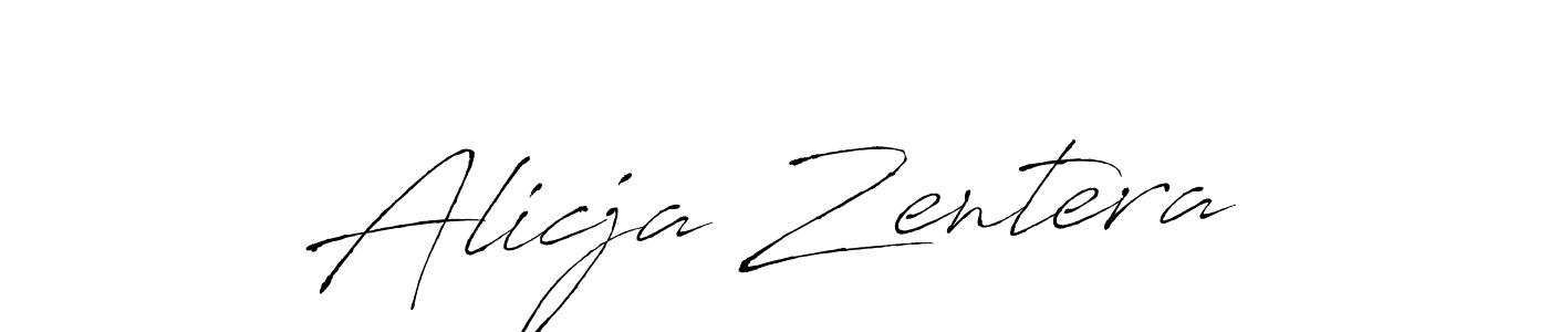 How to make Alicja Zentera name signature. Use Antro_Vectra style for creating short signs online. This is the latest handwritten sign. Alicja Zentera signature style 6 images and pictures png