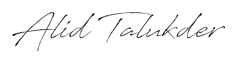 A timeless handwritten aesthetic for Alid Talukder. The Antro_Vectra font gives your signature a handcrafted feel with natural curves. Alid Talukder signature style 6 images and pictures png