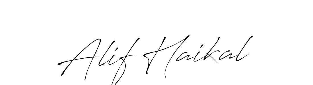 How to make Alif Haikal signature? Antro_Vectra is a professional autograph style. Create handwritten signature for Alif Haikal name. Alif Haikal signature style 6 images and pictures png