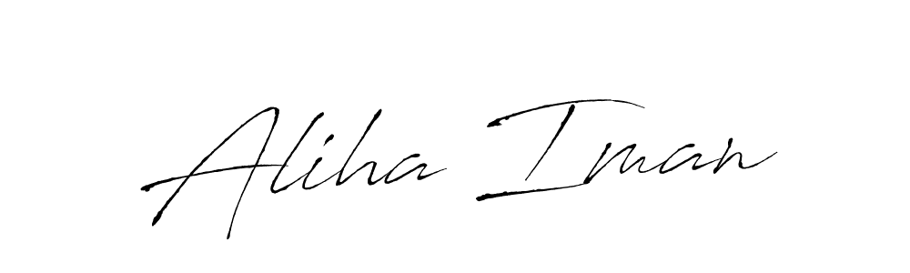 How to make Aliha Iman name signature. Use Antro_Vectra style for creating short signs online. This is the latest handwritten sign. Aliha Iman signature style 6 images and pictures png