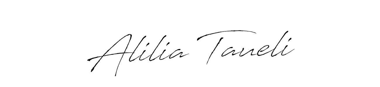 How to make Alilia Taueli name signature. Use Antro_Vectra style for creating short signs online. This is the latest handwritten sign. Alilia Taueli signature style 6 images and pictures png
