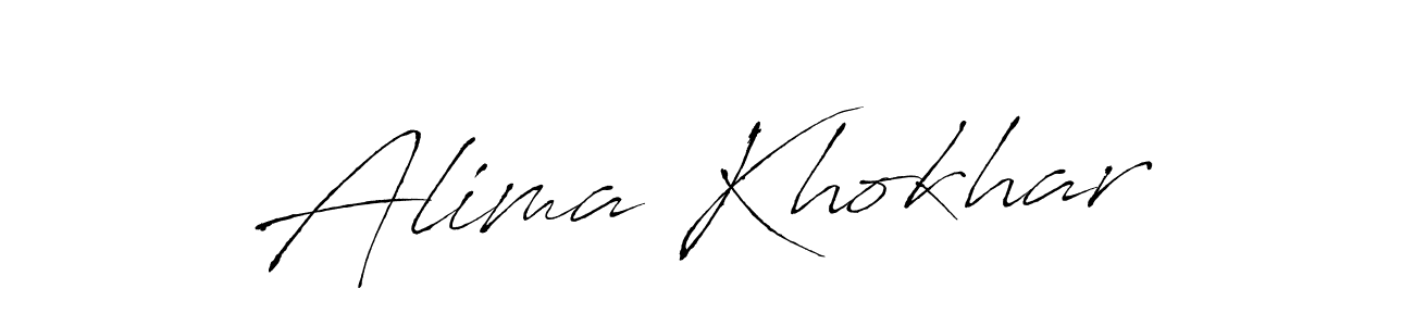 You should practise on your own different ways (Antro_Vectra) to write your name (Alima Khokhar) in signature. don't let someone else do it for you. Alima Khokhar signature style 6 images and pictures png