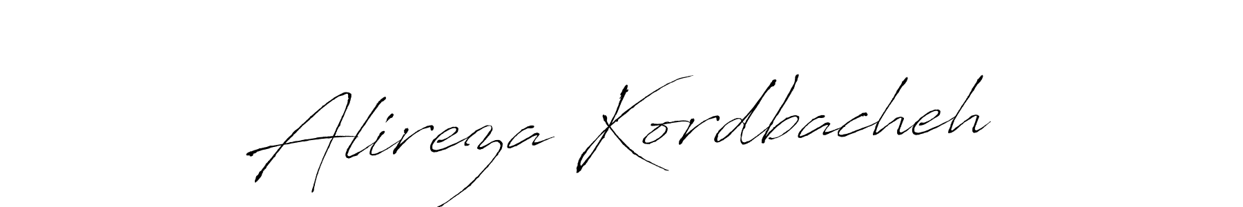 The best way (Antro_Vectra) to make a short signature is to pick only two or three words in your name. The name Alireza Kordbacheh include a total of six letters. For converting this name. Alireza Kordbacheh signature style 6 images and pictures png