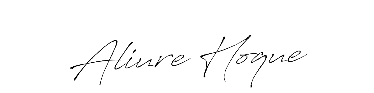 Make a beautiful signature design for name Aliure Hoque. With this signature (Antro_Vectra) style, you can create a handwritten signature for free. Aliure Hoque signature style 6 images and pictures png