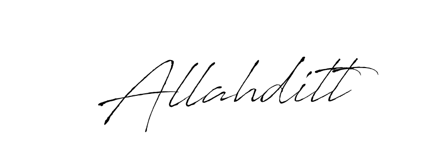 Use a signature maker to create a handwritten signature online. With this signature software, you can design (Antro_Vectra) your own signature for name Allahditt. Allahditt signature style 6 images and pictures png