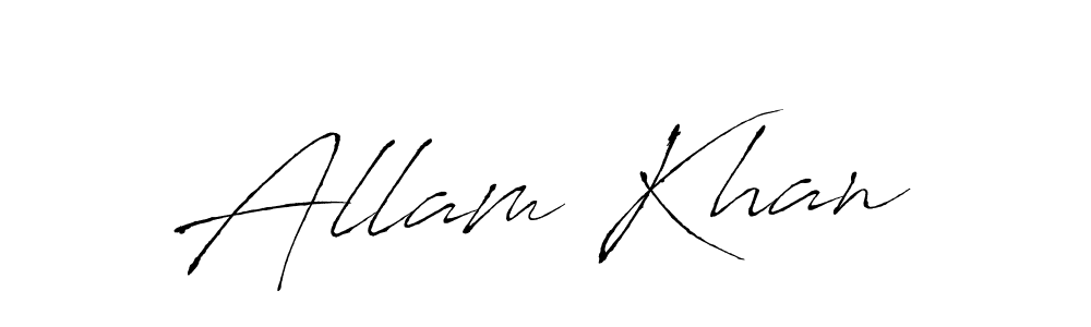 How to make Allam Khan name signature. Use Antro_Vectra style for creating short signs online. This is the latest handwritten sign. Allam Khan signature style 6 images and pictures png