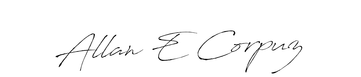 Antro_Vectra is a professional signature style that is perfect for those who want to add a touch of class to their signature. It is also a great choice for those who want to make their signature more unique. Get Allan E Corpuz name to fancy signature for free. Allan E Corpuz signature style 6 images and pictures png