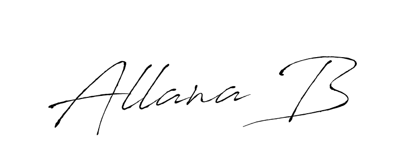 How to make Allana B name signature. Use Antro_Vectra style for creating short signs online. This is the latest handwritten sign. Allana B signature style 6 images and pictures png