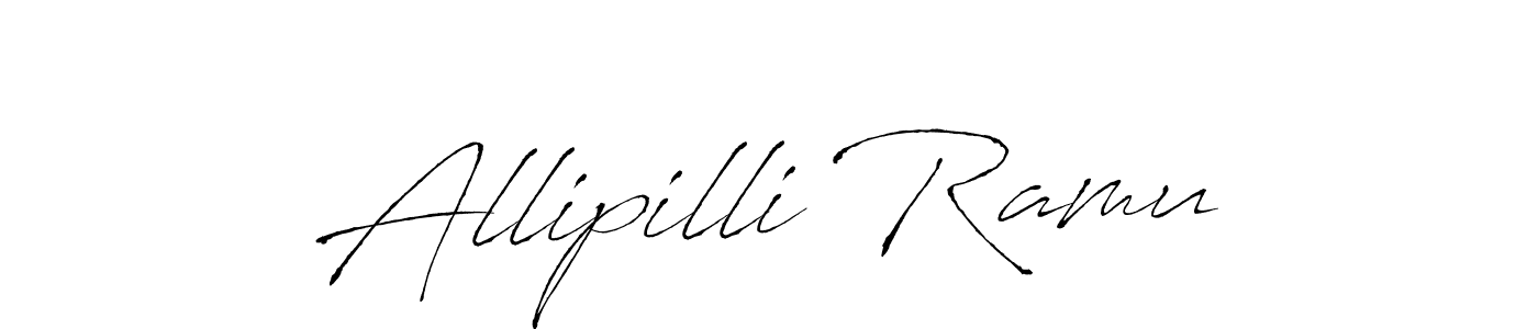 How to make Allipilli Ramu name signature. Use Antro_Vectra style for creating short signs online. This is the latest handwritten sign. Allipilli Ramu signature style 6 images and pictures png