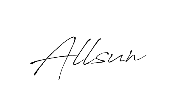 Antro_Vectra is a professional signature style that is perfect for those who want to add a touch of class to their signature. It is also a great choice for those who want to make their signature more unique. Get Allsun name to fancy signature for free. Allsun signature style 6 images and pictures png