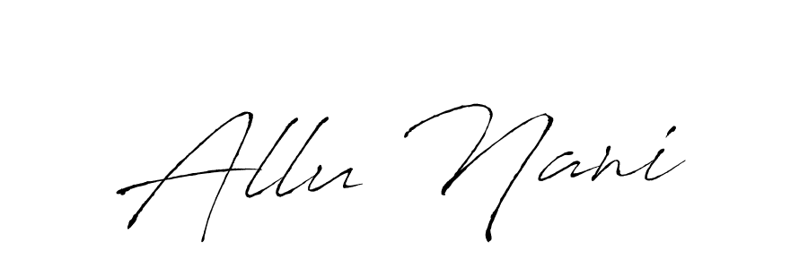 Similarly Antro_Vectra is the best handwritten signature design. Signature creator online .You can use it as an online autograph creator for name Allu Nani. Allu Nani signature style 6 images and pictures png