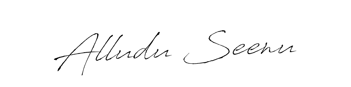 The best way (Antro_Vectra) to make a short signature is to pick only two or three words in your name. The name Alludu Seenu include a total of six letters. For converting this name. Alludu Seenu signature style 6 images and pictures png