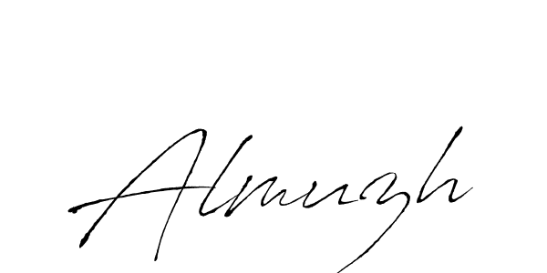 The best way (Antro_Vectra) to make a short signature is to pick only two or three words in your name. The name Almuzh include a total of six letters. For converting this name. Almuzh signature style 6 images and pictures png