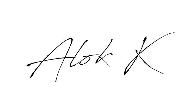 if you are searching for the best signature style for your name Alok K. so please give up your signature search. here we have designed multiple signature styles  using Antro_Vectra. Alok K signature style 6 images and pictures png