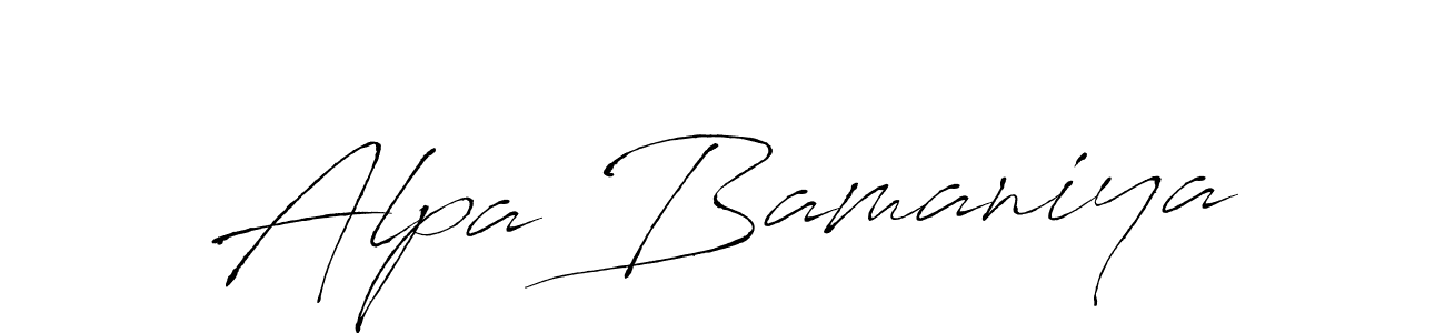 Similarly Antro_Vectra is the best handwritten signature design. Signature creator online .You can use it as an online autograph creator for name Alpa Bamaniya. Alpa Bamaniya signature style 6 images and pictures png