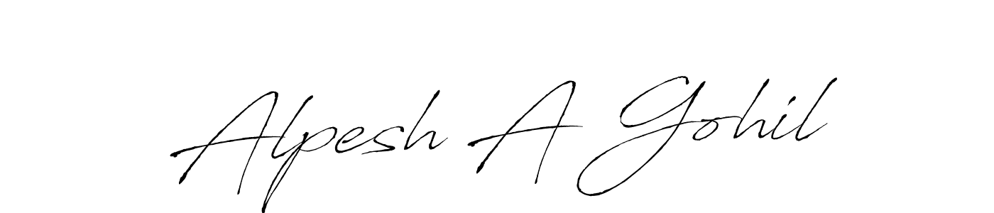 How to make Alpesh A Gohil name signature. Use Antro_Vectra style for creating short signs online. This is the latest handwritten sign. Alpesh A Gohil signature style 6 images and pictures png