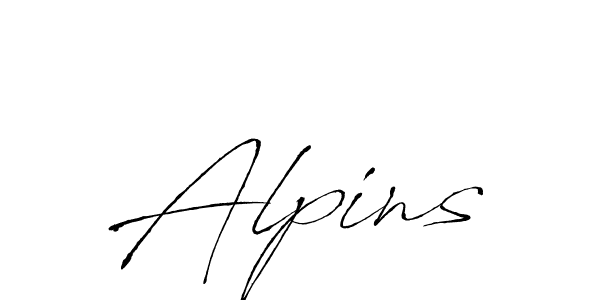 Make a beautiful signature design for name Alpins. With this signature (Antro_Vectra) style, you can create a handwritten signature for free. Alpins signature style 6 images and pictures png