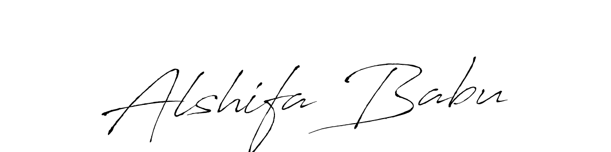 The best way (Antro_Vectra) to make a short signature is to pick only two or three words in your name. The name Alshifa Babu include a total of six letters. For converting this name. Alshifa Babu signature style 6 images and pictures png