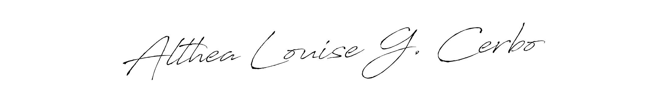 Create a beautiful signature design for name Althea Louise G. Cerbo. With this signature (Antro_Vectra) fonts, you can make a handwritten signature for free. Althea Louise G. Cerbo signature style 6 images and pictures png