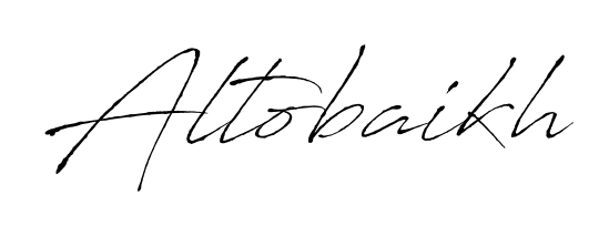 Achieve flawless digital penmanship with Altobaikh name in Antro_Vectra font. The perfect tool for creating online signatures. Altobaikh signature style 6 images and pictures png