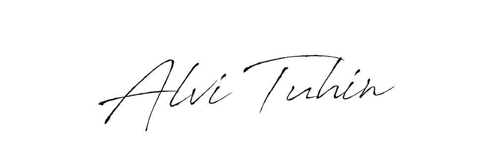 You should practise on your own different ways (Antro_Vectra) to write your name (Alvi Tuhin) in signature. don't let someone else do it for you. Alvi Tuhin signature style 6 images and pictures png